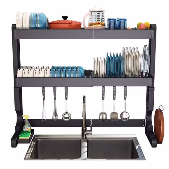 Estante para secar platos sobre el fregadero, escurridor para organización de cocina, estante ahorrador de espacio