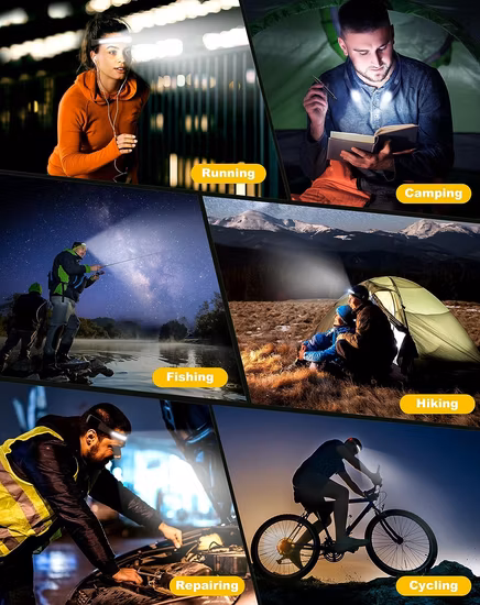 Rechargeable LED Head Flashlight Torch Light Headlamp for Cycling, Mining