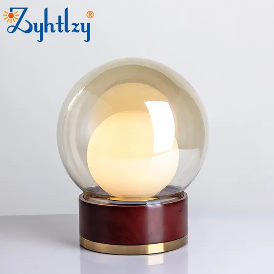Lámpara de mesa de cristal ámbar, escritorio de estudio para el hogar, decoración del hogar, luz de mesa moderna
