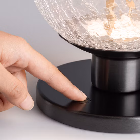 Lámpara de mesa de lujo posmoderna de estilo nórdico, globo de cristal agrietado, luz LED de noche para mesita de noche, Mini luz Retro Vintage para sala de estar y escritorio